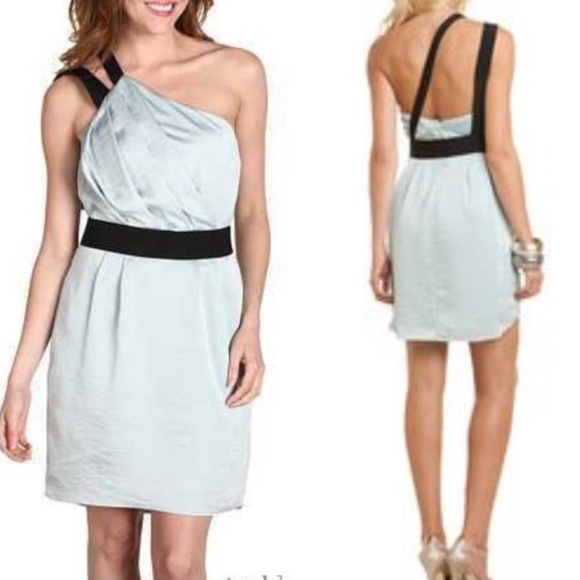BCBG Generation Grecian One Shoulder Blue Dress - Picture 1 of 8